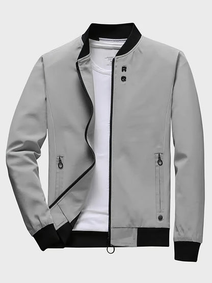 Men's Casual Placket Varsity With Zipper Pockets