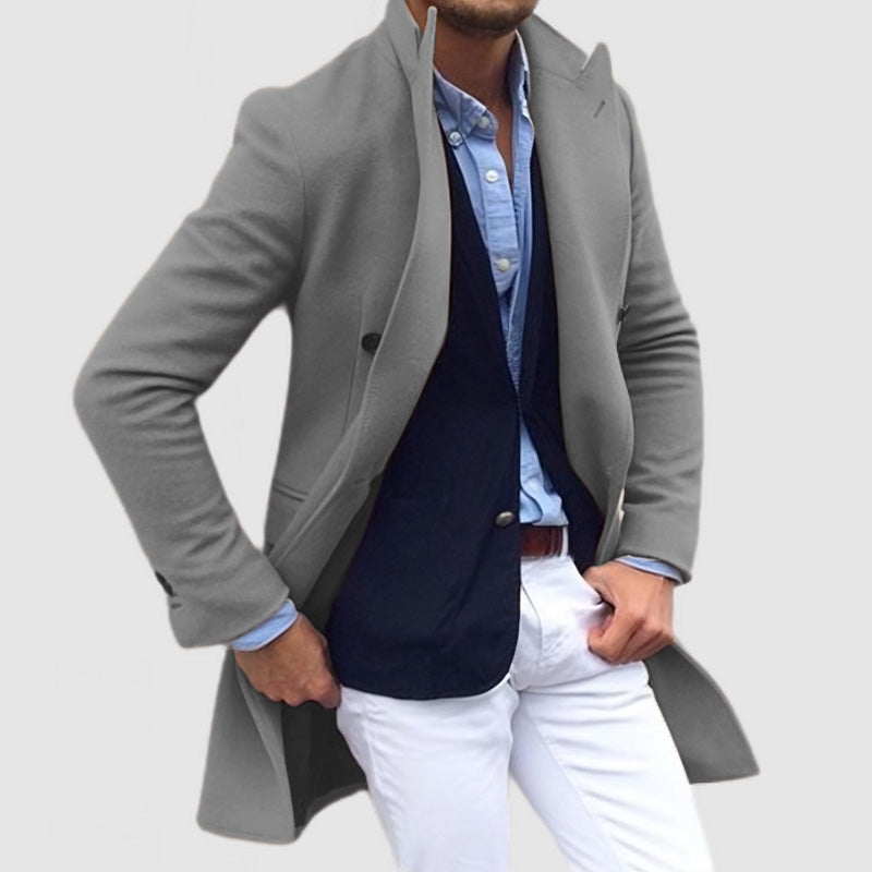Men's Gentleman'S Lapel Mid-Length Double-Breasted Woolen Coat ( NEW )
