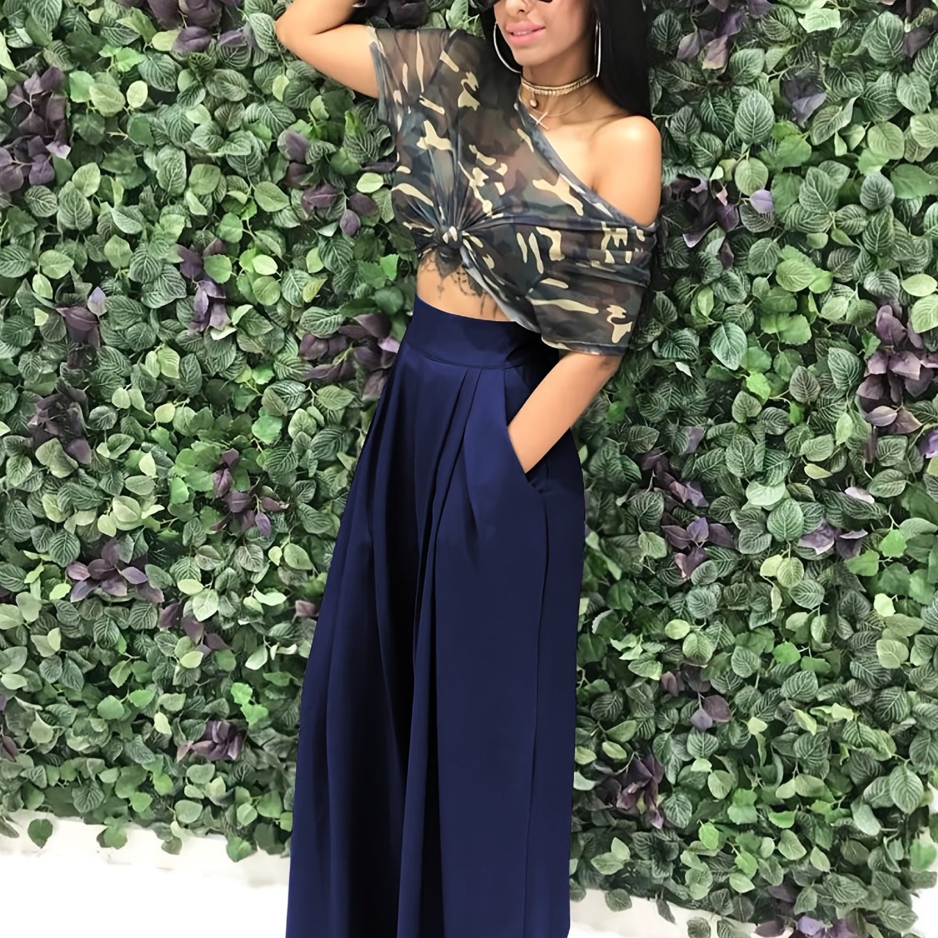 Loose Straight Flare Casual Pocket High Waist Solid Wide Leg Fashion Comfy Pants
