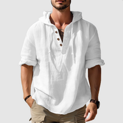 Men's hooded shirt solid color sleeve long sleeve shirt