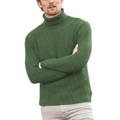 Men's turtleneck sweater casual solid color vertical jacket on the bottom line shirt