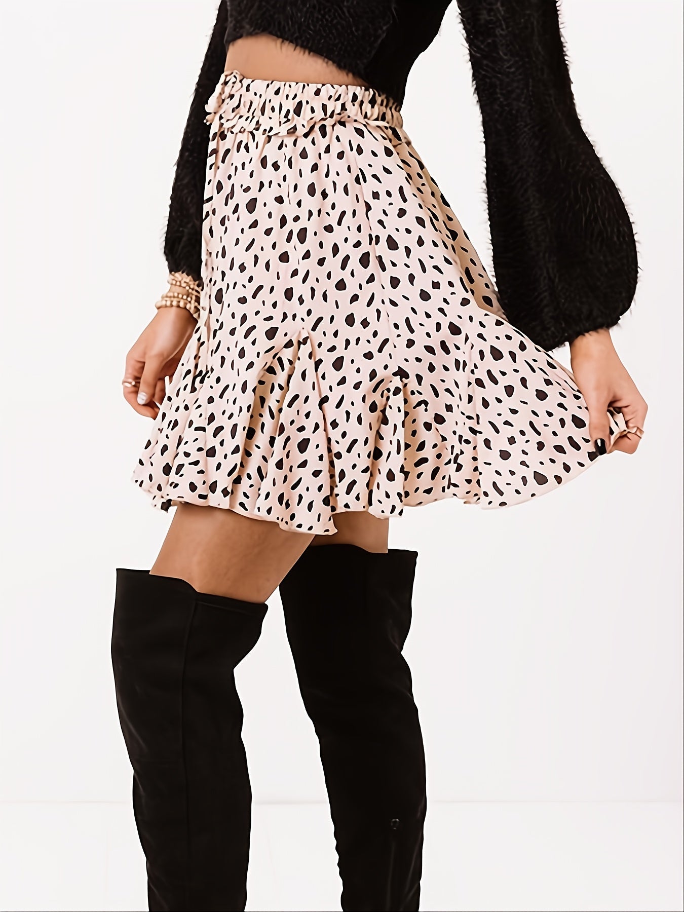 Casual Floral Print Pleated Street Lace Up Fashion High Waist Vacation Skirt