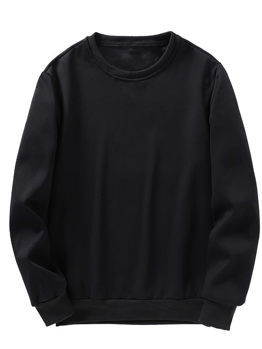 Casual Solid Color Crew Neck Long Sleeve Pullover Sweatshirt