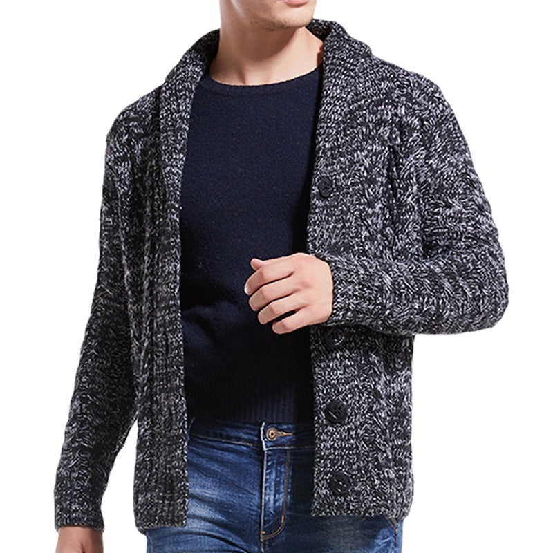 Men's fall classic twist flower sweater fashion lapel knit