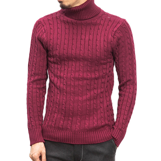 Men's High Collar Pullover Warm Sweater