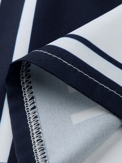 Casual Geometric Print Short Sleeve V-neck Loose Fashion Summer Dresses