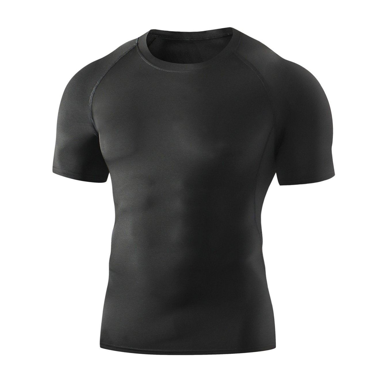 Short Sleeve Crew Neck Performance Gym Athletic T-Shirt Black