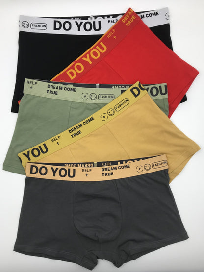 5pcs Men's Cotton Plain Color Breathable Soft Boxer Briefs Underwear
