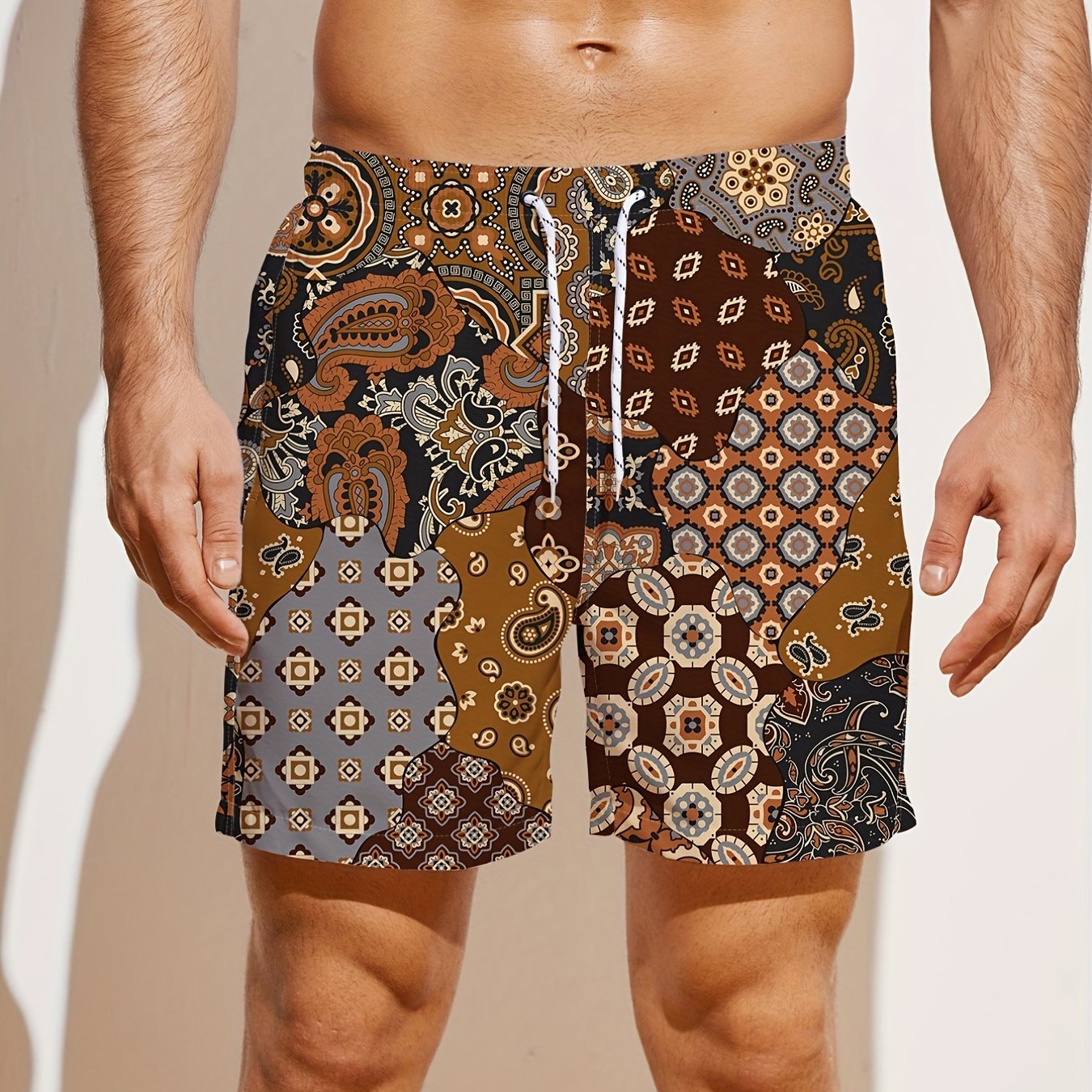 Men's Casual Simple Bohemian Style Colorful Sports Short Pants