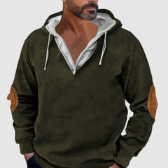 Men's Outdoor Hooded Contrast Color Long Sleeve Sweatshirt