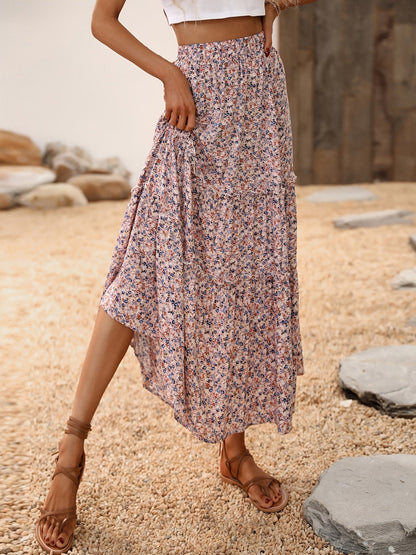 Casual Flowy Swing A Line High Waist Floral Print Fashion Skirts