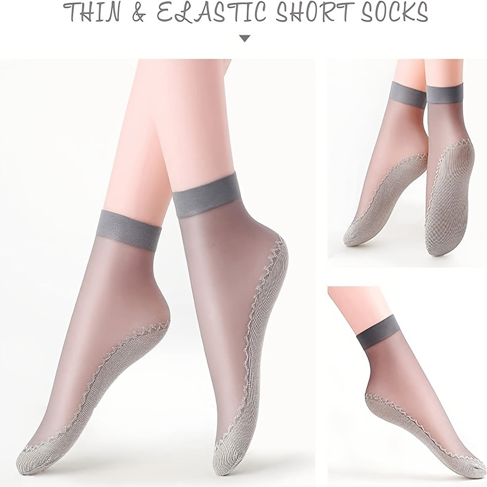 10 Pairs Thin Transparent Comfy Lightweight Non-slip Short Socks