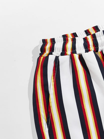 Men's Striped Beach Drawstring Shorts