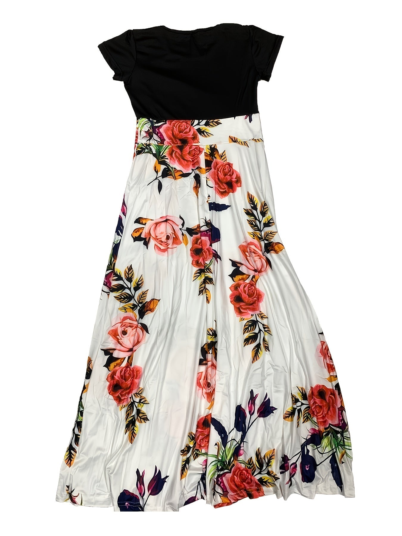 Casual Floral Print Crew Neck Short Sleeve Casual Every Day Dress