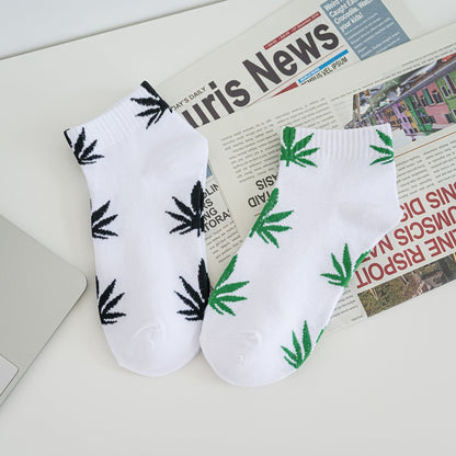 5pairs Men's Print Cotton Breathable Sweat Absorbing Ankle Socks