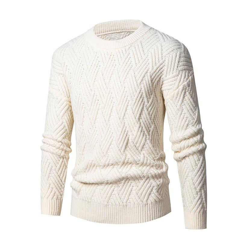 Men's Solid Color Casual  Round Neck Knit Sweater