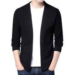 Men's Long Sleeved Knitted Cardigan With True Pocket