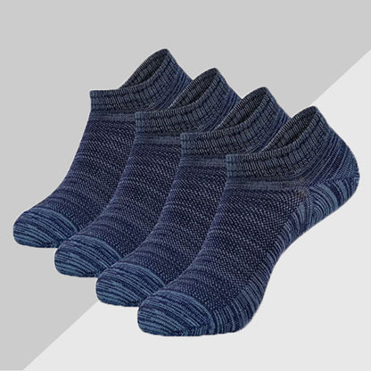 4pairs Men's Cushioned Low Cut Athletic Breathable Socks For Running