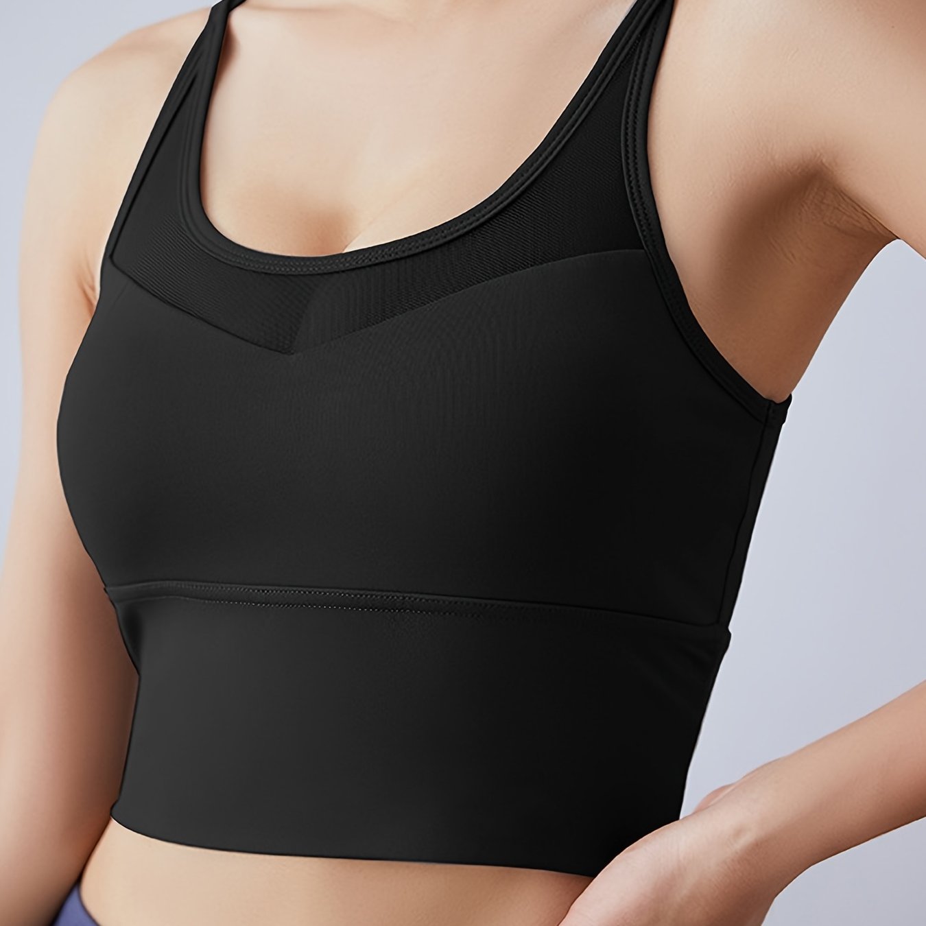 Seamless Shockproof Sports Bra Women's Mesh Breathable Cross Back Straps Camisole Tops