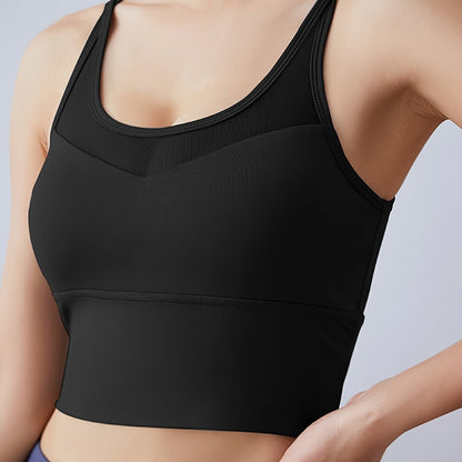 Seamless Shockproof Sports Bra Women's Mesh Breathable Cross Back Straps Camisole Tops