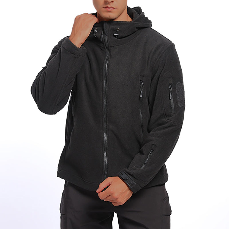 Men's Hooded With Warm Fleece Fleece  Windproof Jacket