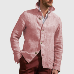 New men's casual loose cotton and linen long-sleeved cardigan coat