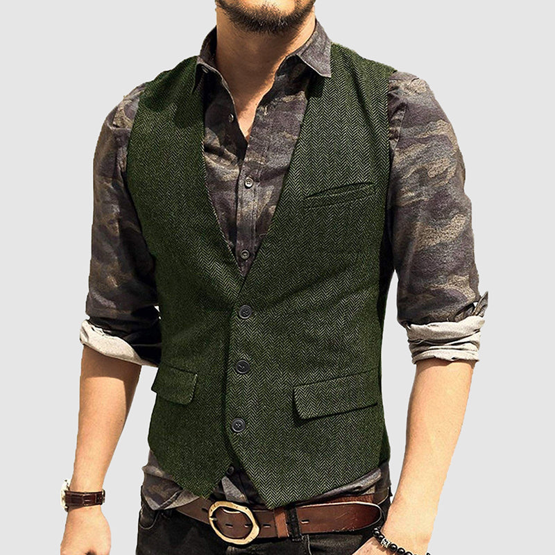 Men's Textured Detail Sleeveless Vest Jacket