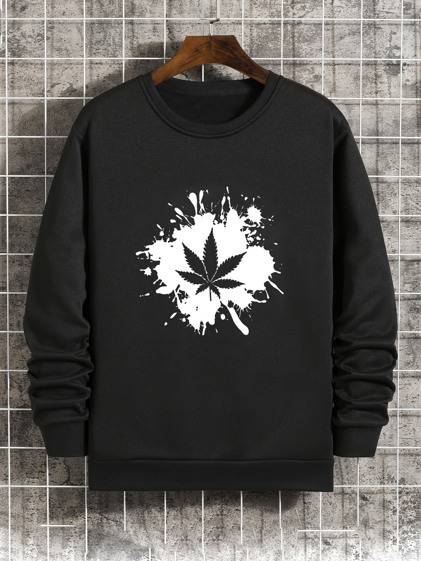 Men's Round Neck Long Sleeve Sweatshirt With Multi-pattern Vintage Print