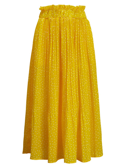 Pretty Polka Dot Pleated Skirt - High Waisted Spring Summer Casual Everyday