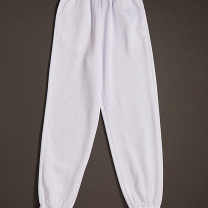 Solid Elastic High Waist Casual Every Day Pants