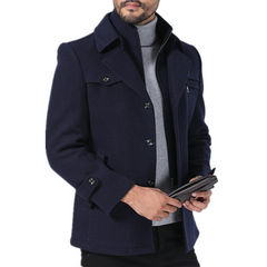 Men's new autumn winter black thick casual woolen coat men long double collar men's wool coat
