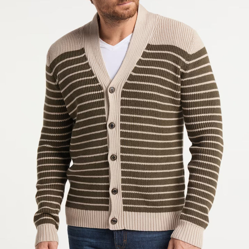 Men's Trade V-neck Striped Long Sleeve Sweater