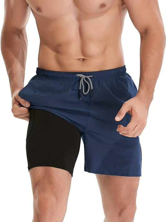 Gym Double Layer Short With Zipper Pockets