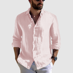 Men's cardigan new casual long-sleeved cotton and linen shirt