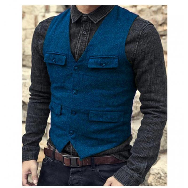 Men's vest casual solid color herringbone vest