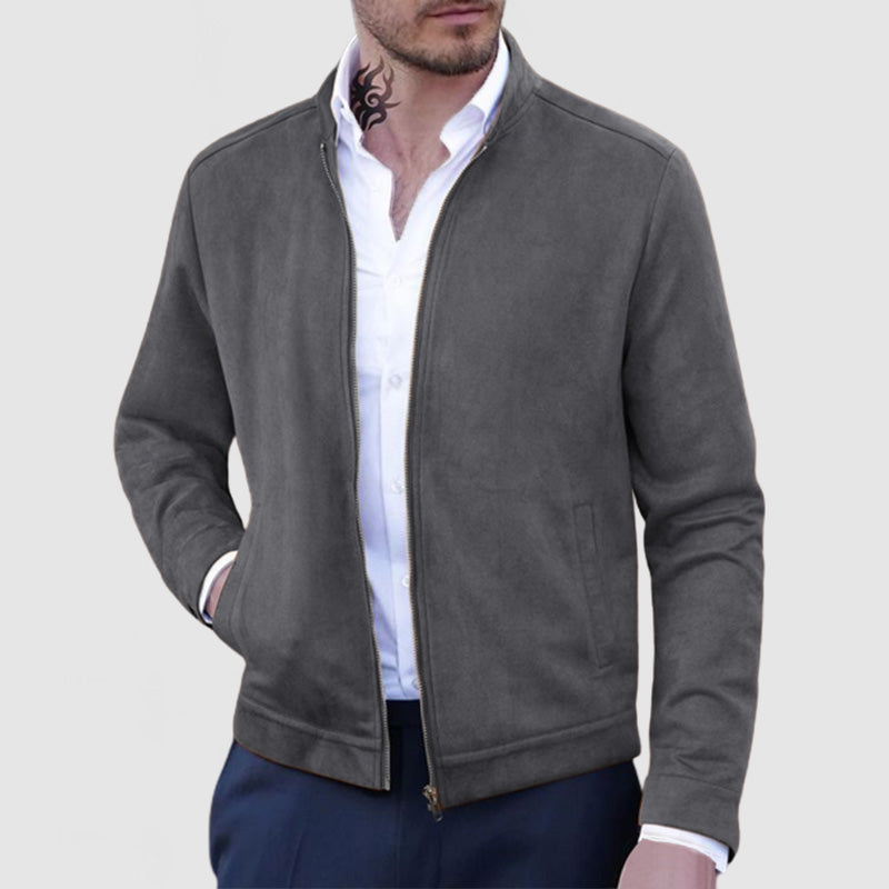 Men's Casual Zipper Suede Jacket