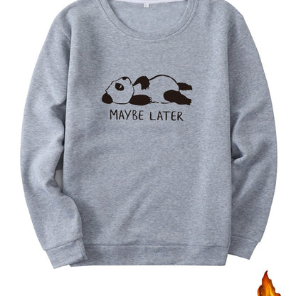 Men's Bear Graphic Print Fleece Crew Neck Sweatshirt