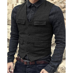 Men's vest casual solid color herringbone vest