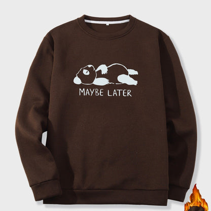 Men's Bear Graphic Print Fleece Crew Neck Sweatshirt