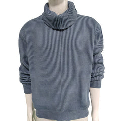Men's fashion solid color high collar long sleeve knit top jumper