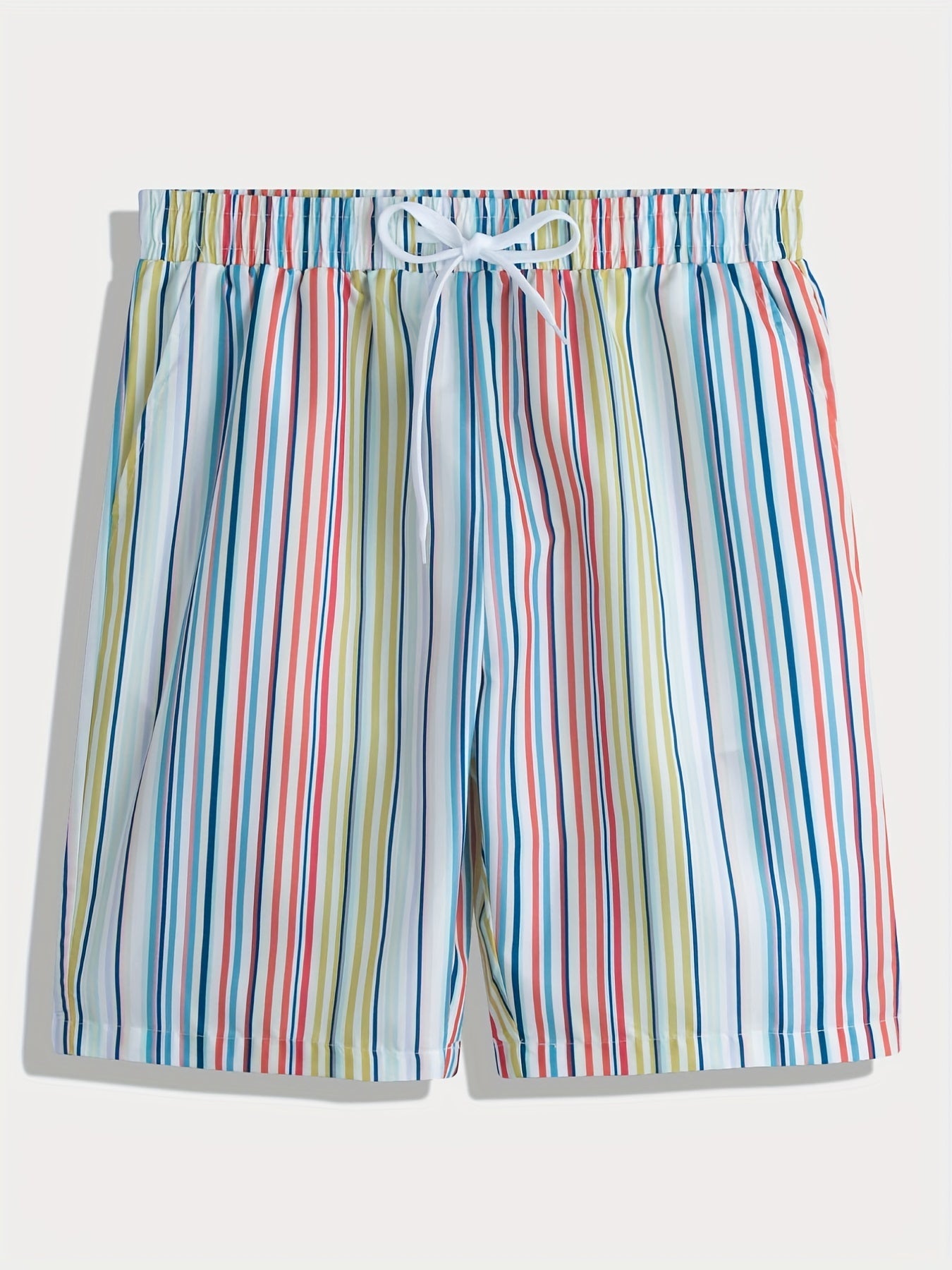Men's Vertical Striped Swim Trunks Quick Dry Beach Shorts For Holiday