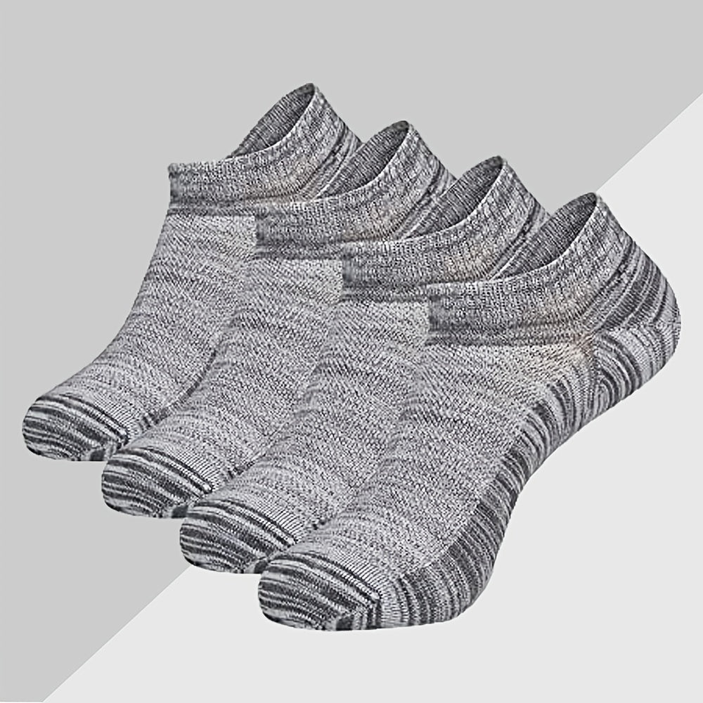 4pairs Men's Cushioned Low Cut Athletic Breathable Socks For Running