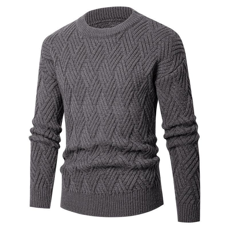 Men's Solid Color Casual  Round Neck Knit Sweater