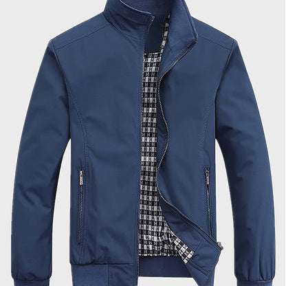 Men's Casual Sports Lapel Collar Zip Up Jacket With Pockets