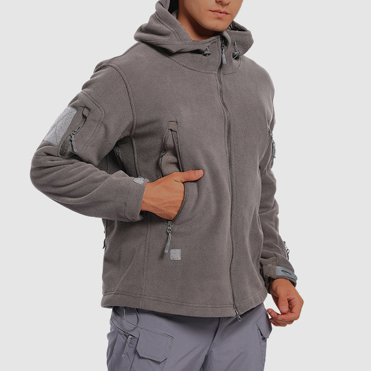 Men's Hooded With Warm Fleece Fleece  Windproof Jacket