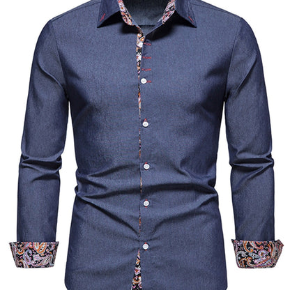 Men's Long Sleeve Denim Clash Shirt
