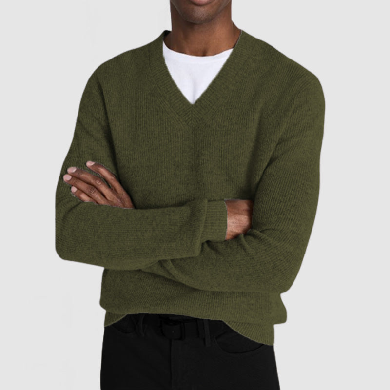 Men's Casual Loose V Neck Cashmere Sweater