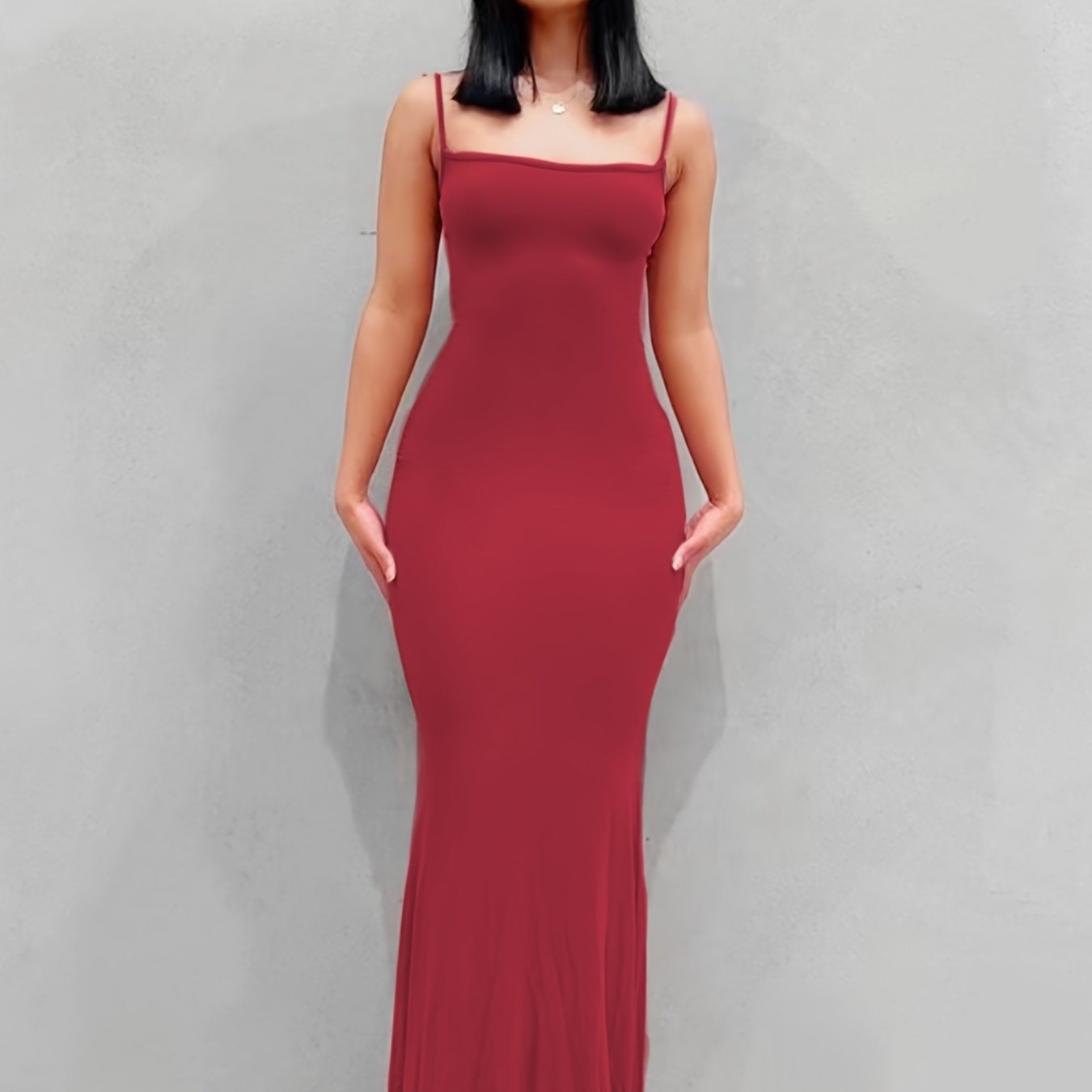 Women's Sexy Scoop Neck Open Back Cami Bodycon Maxi Sleeveless Solid Backless Dresses