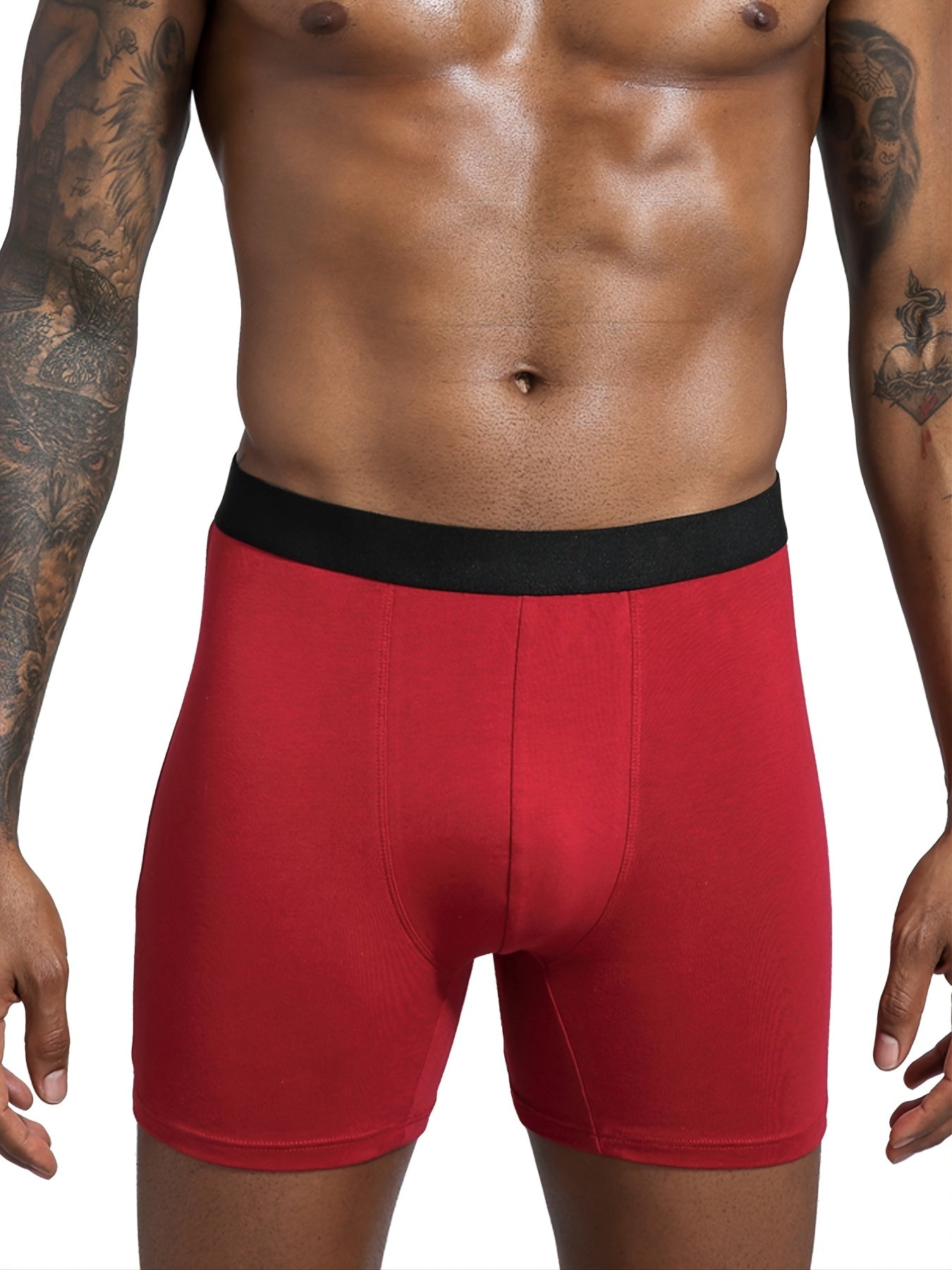 5pcs Men's Cotton Stretch Plain Color Breathable Soft Boxer Briefs Underwear