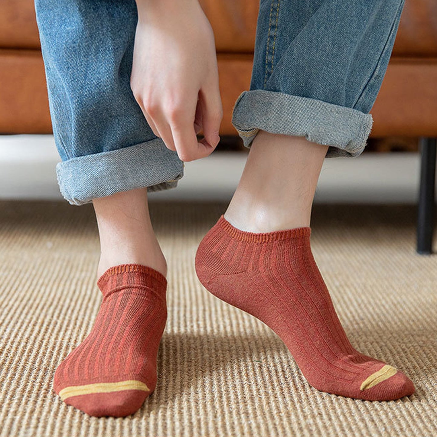 10pairs Men's Color Block Ankle Business Casual Socks